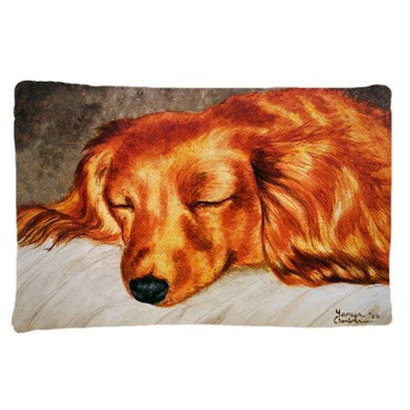 Jensendistributionservices Decorative Pillows, Red Longhaired Dachshund Fabric Standard Pillowcase MI259479
